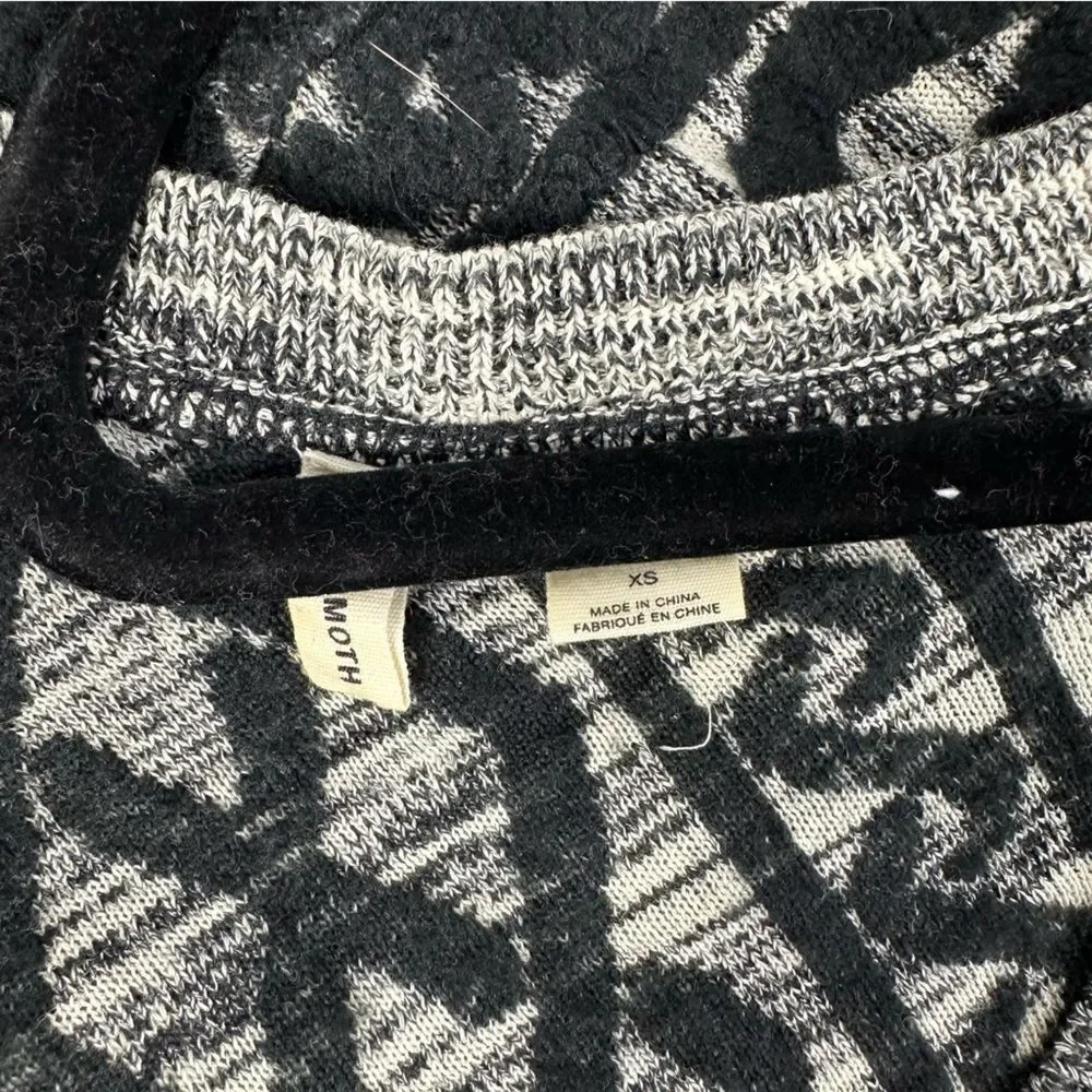 MOTH Anthropologie Black Chain Stitch Pattern Sweater Dress Sz XS - Picture 6 of 8